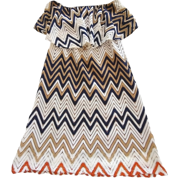 Anthropologie Judith March Strapless Chevron Striped Dress Size L - Picture 2 of 6